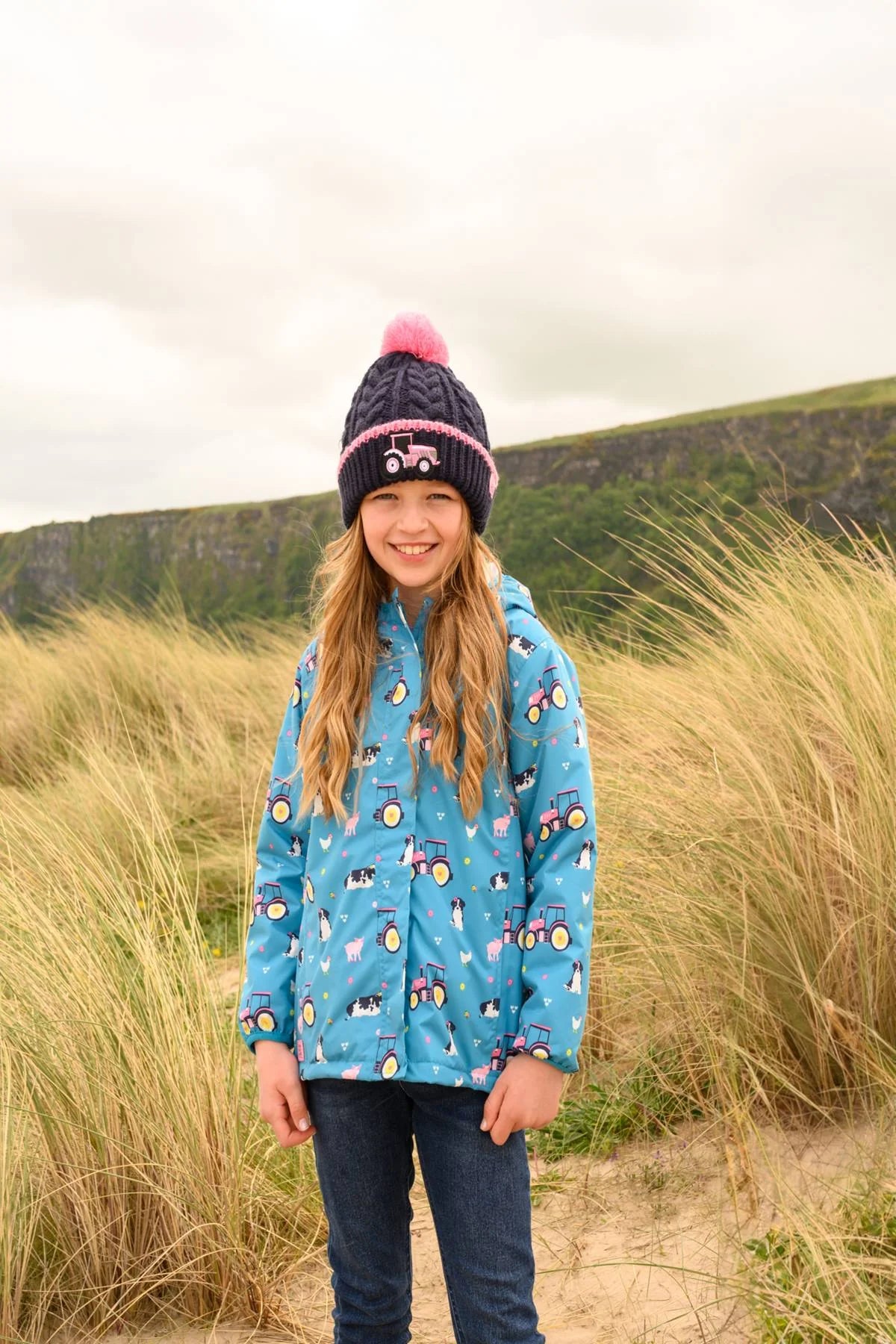 Lighthouse Girls Freya Coat - Teal Farm Print