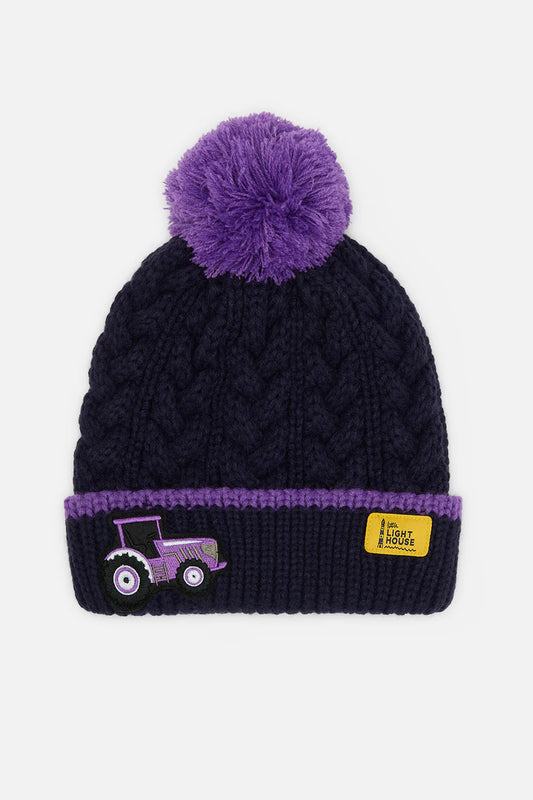 Lighthouse Children’s Bobbie Bobble Hat - Purple Tractor