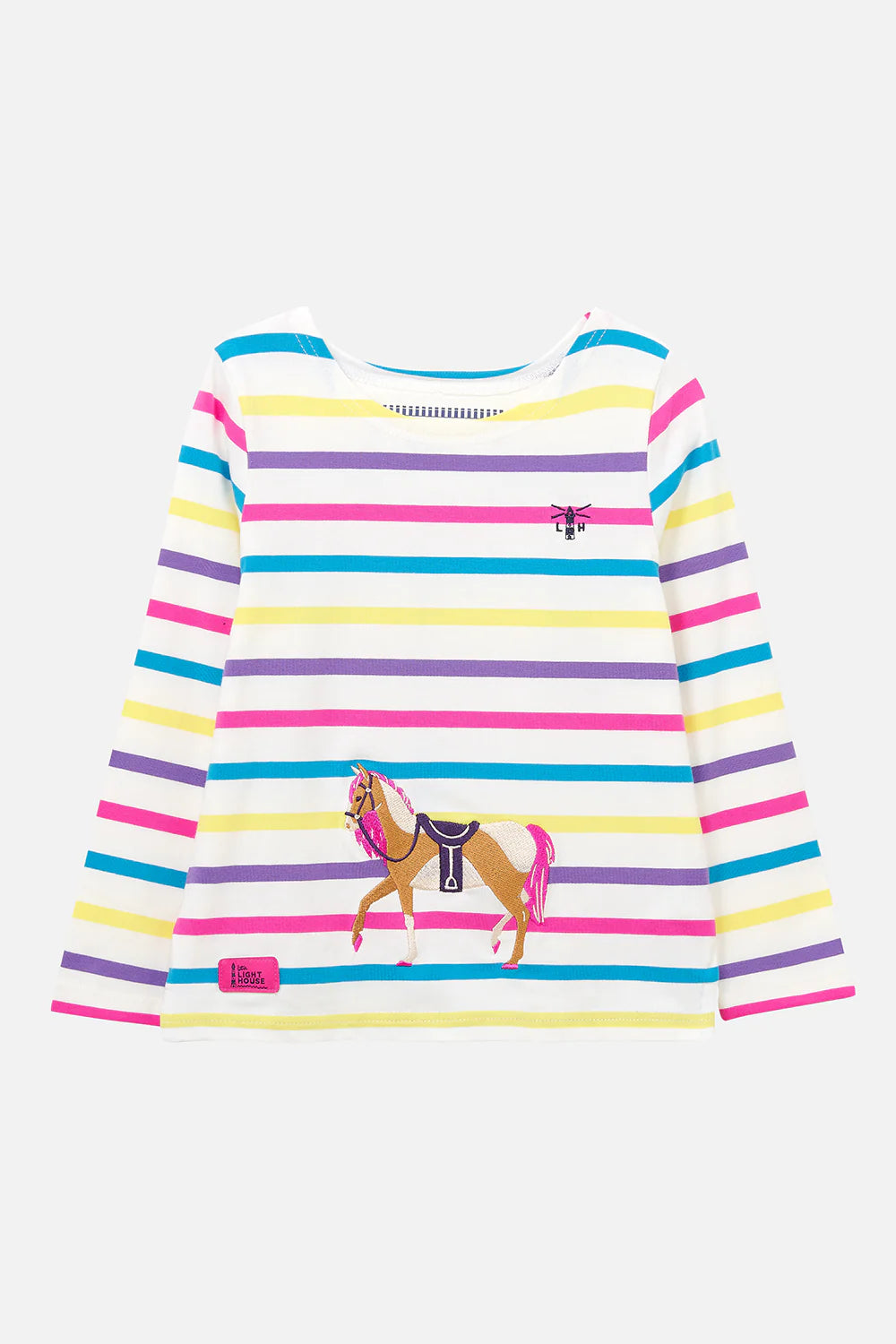 Lighthouse Causeway  L/S  Top - Multi Stripe Horse