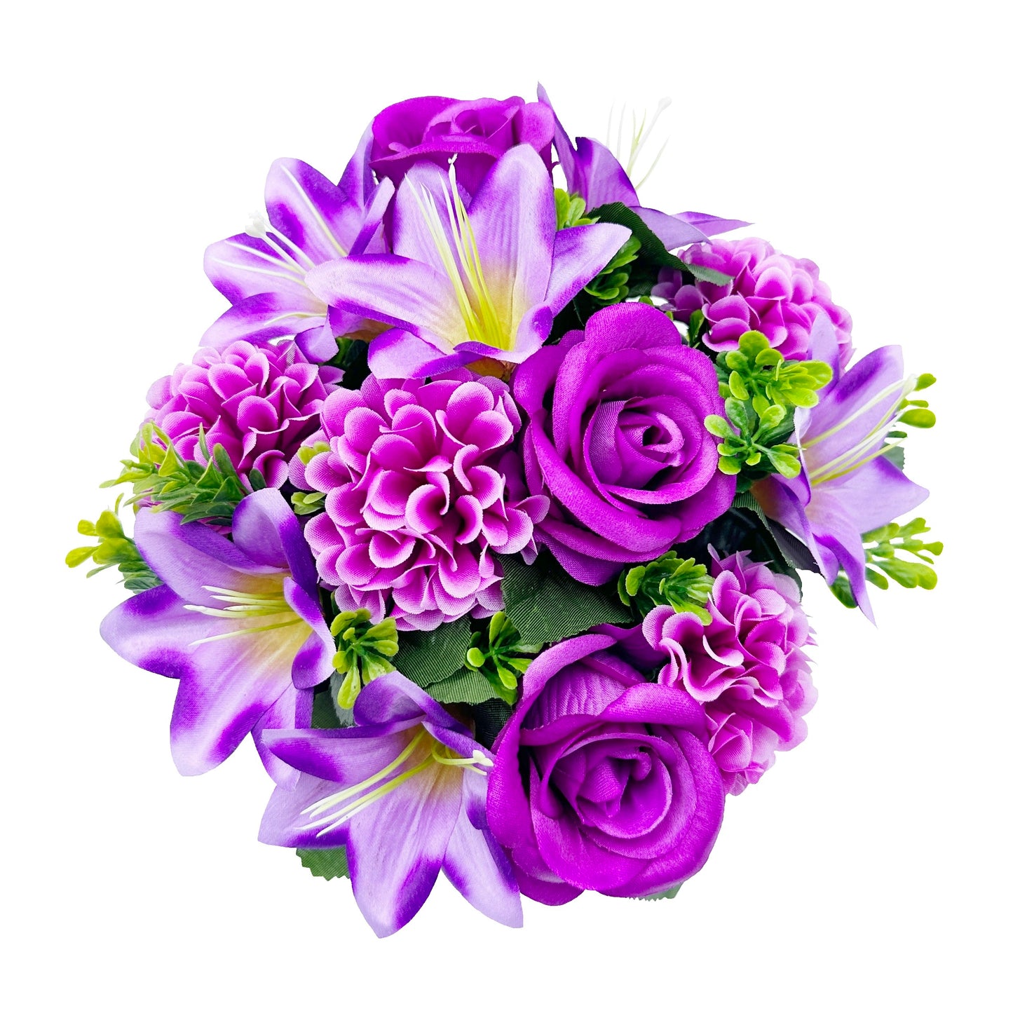 Purple Rose Lily Chrysanthemum - Weighted Flower Grave Pot  24 Cm - FB1064YU