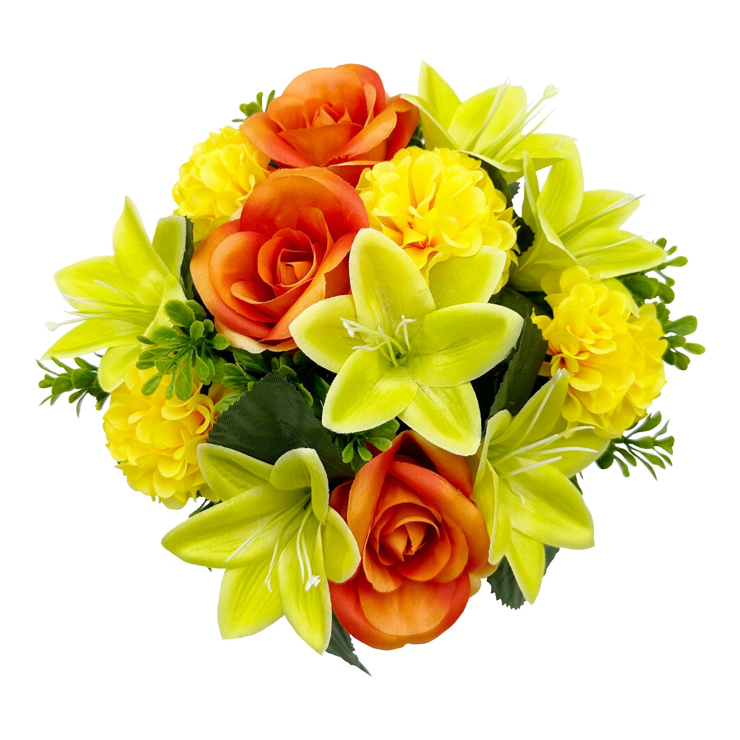 Orange Rose Lily Chrysanthemum - Weighted Flower Grave Pot  24 Cm - FB1065YU