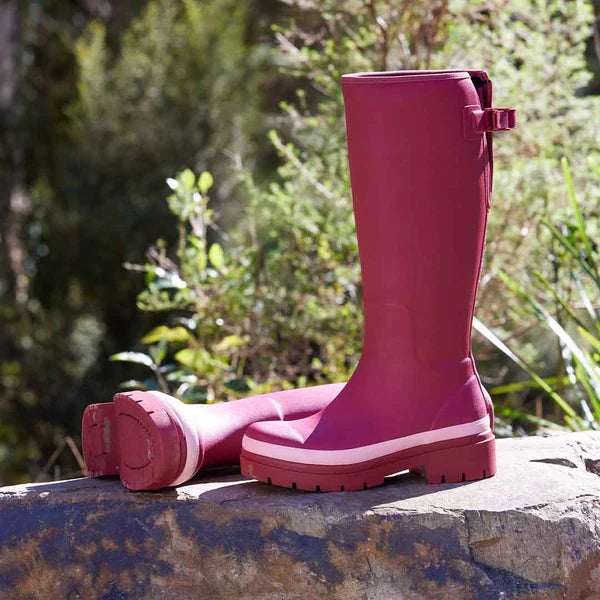 Merry People Fergie Tall Wellington Boot - Beetroot Red