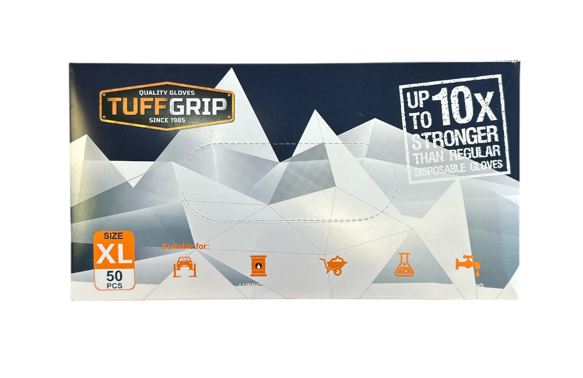 TuffGrip TG140 Disposable Raised Diamond Grip Orange Extra Strong Gloves