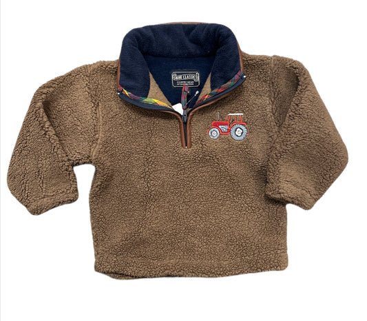 Boys' Brown Fluffy Tractor Fleece