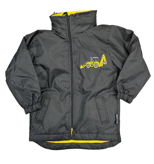 Kids Yellow Digger Showerproof Jacket in Black