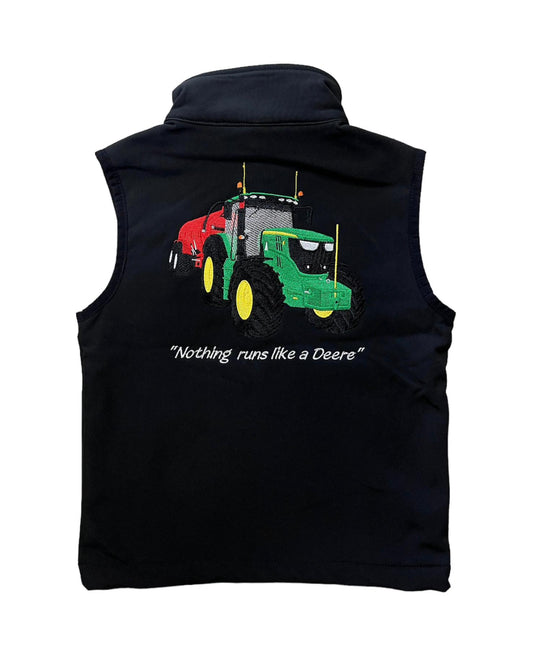Kids Impact Black Softshell Bodywarmer – Green Tractor & Red Slurry Tanker