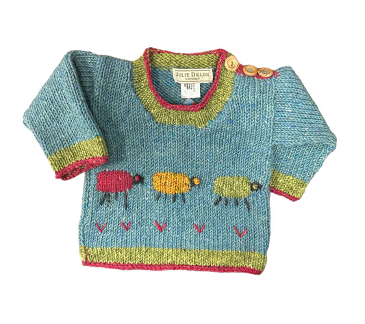Merino Wool Rainbow Sheep Sweater - Turquoise