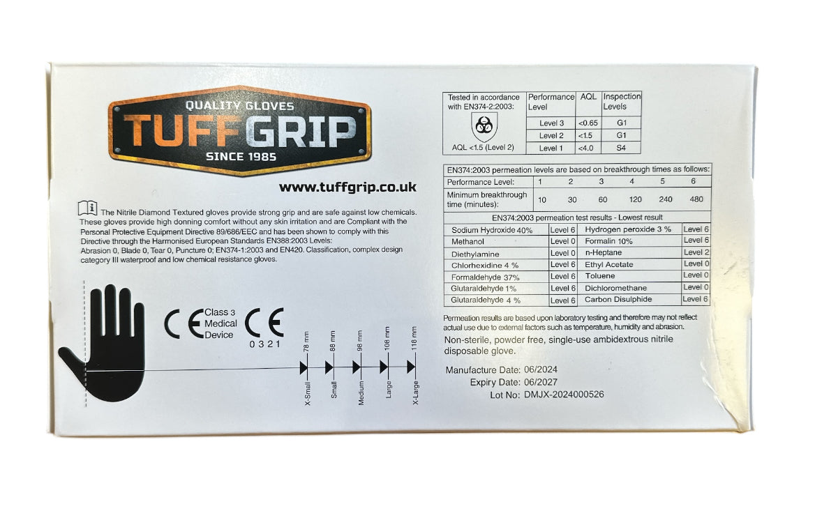 TuffGrip TG140 Disposable Raised Diamond Grip Orange Extra Strong Gloves