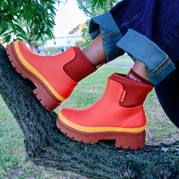 Merry People Tully Ankle Wellington Boot - Grapefruit Red