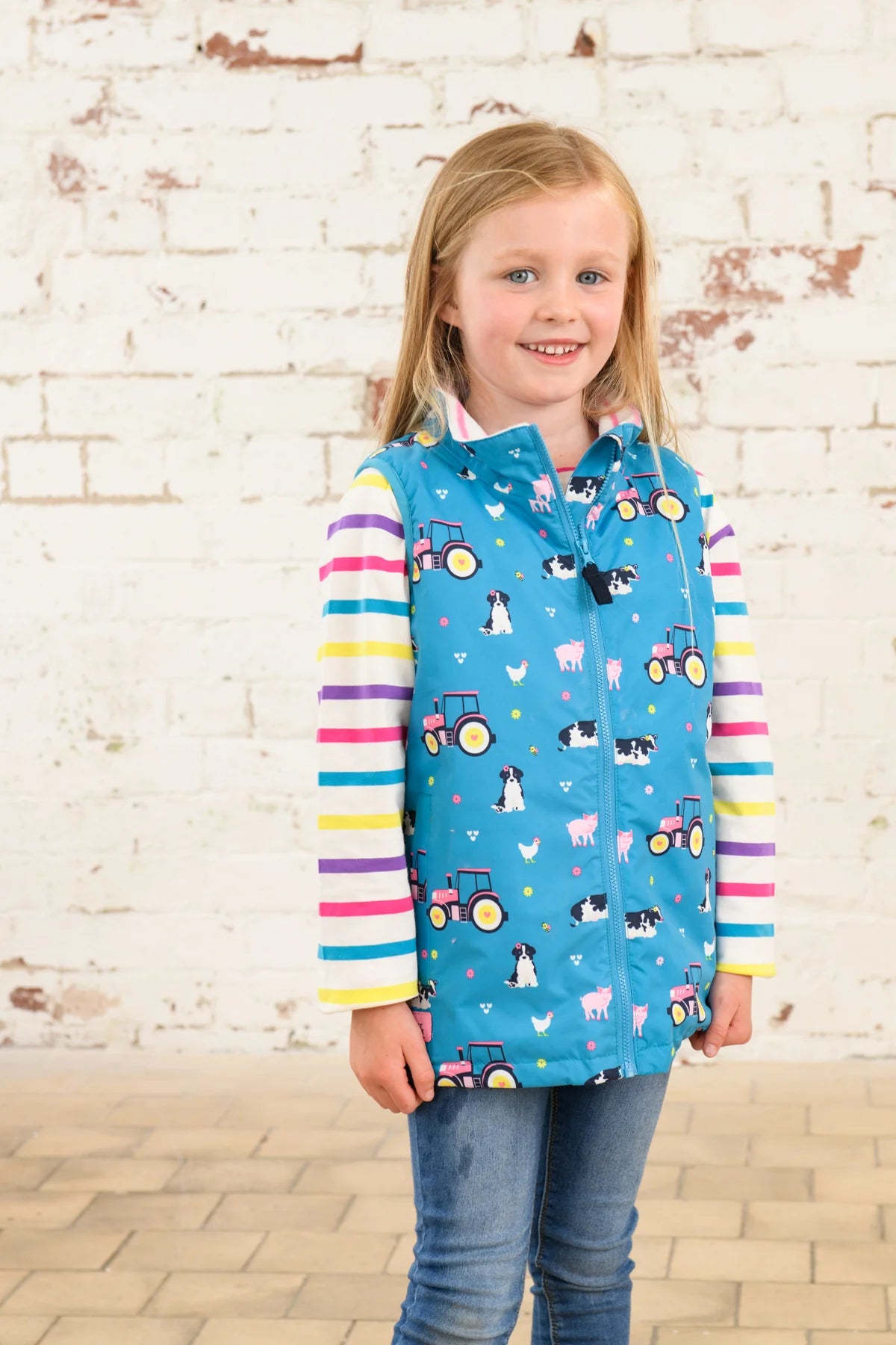 Lighthouse Girls Alex Gilet - Teal Farm Print