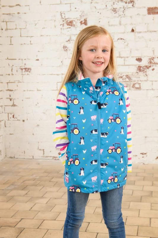 Lighthouse Girls Alex Gilet - Teal Farm Print