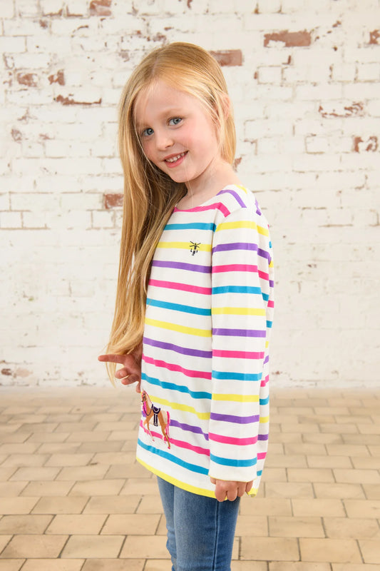 Lighthouse Causeway  L/S  Top - Multi Stripe Horse