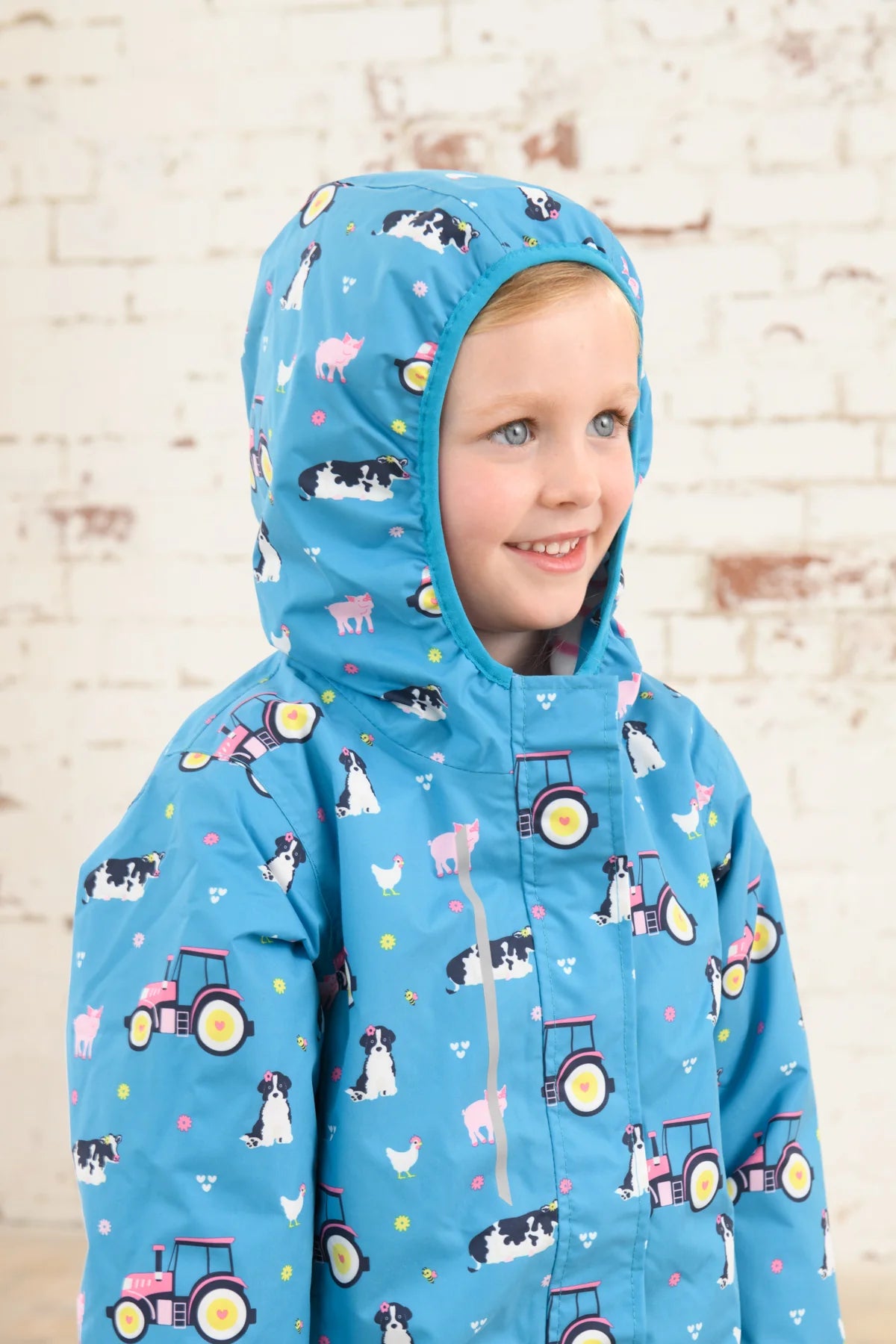 Lighthouse Girls Freya Coat - Teal Farm Print