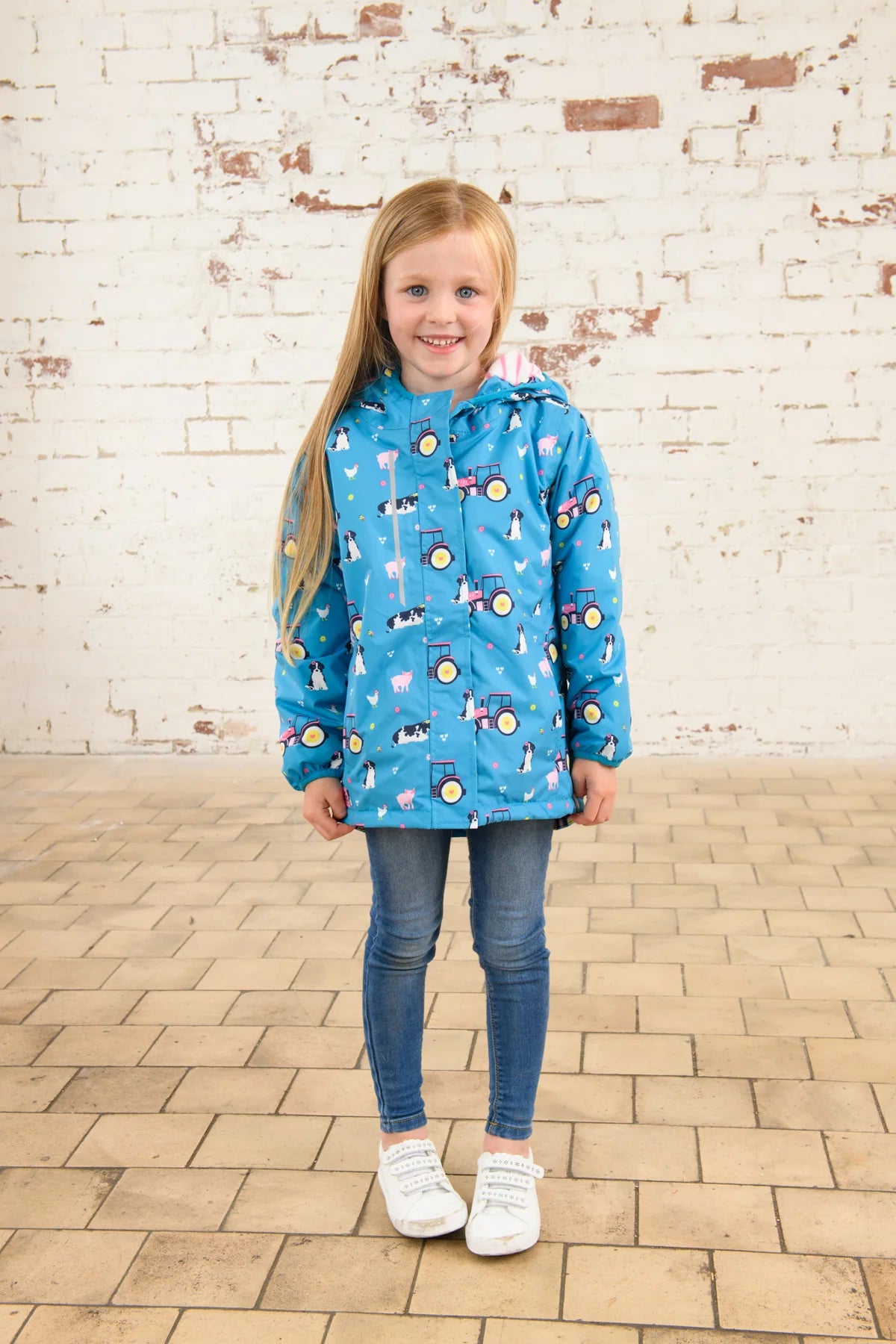 Lighthouse Girls Freya Coat - Teal Farm Print