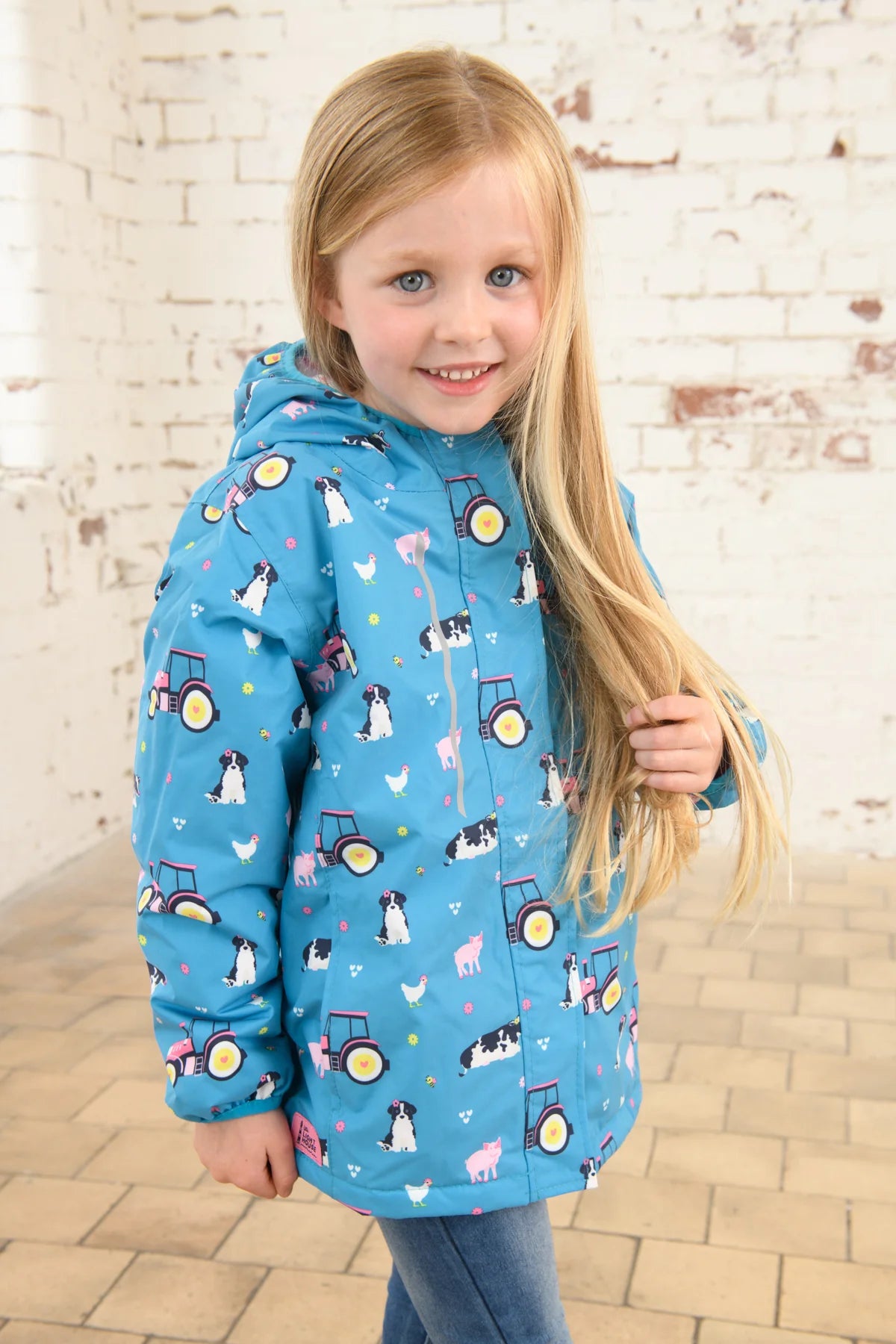 Lighthouse Girls Freya Coat - Teal Farm Print