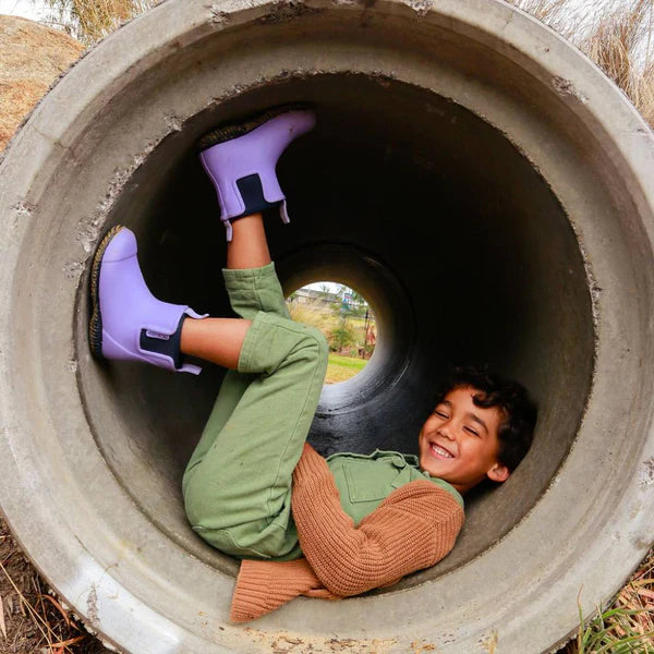 Merry People Bobbi Lavender & Navy Kids Wellington Boot