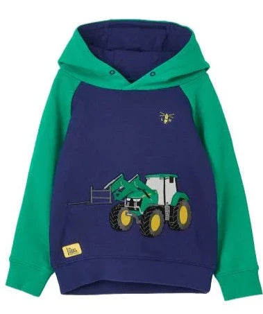 Lighthouse Jack Hoodie with Tractor Front Loader Applique - Green & Navy