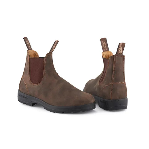 Blundstone 585 Rustic Brown/Green Chelsea Boot in Round Toe