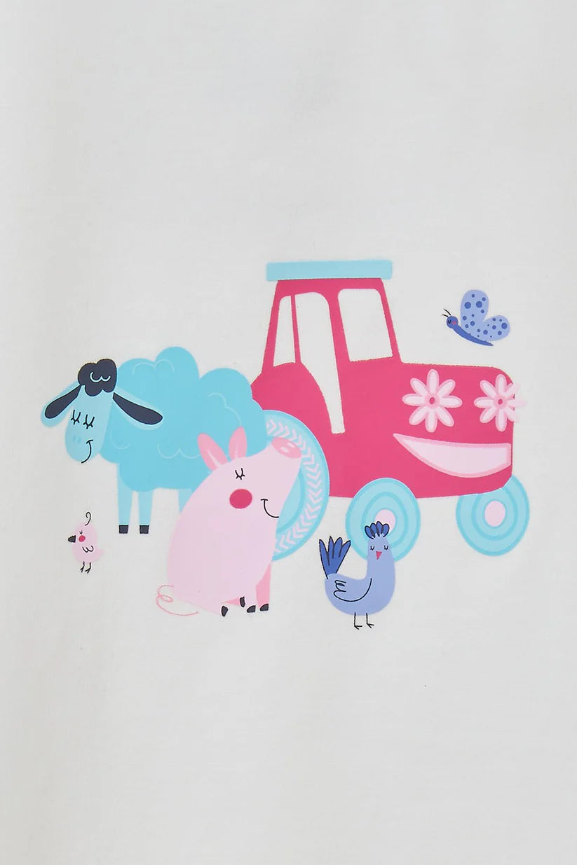 Lighthouse Causeway Swing Tee - Pink Tractor Friends