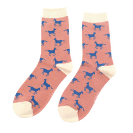 Miss Sparrow Horses Socks Dusky Pink