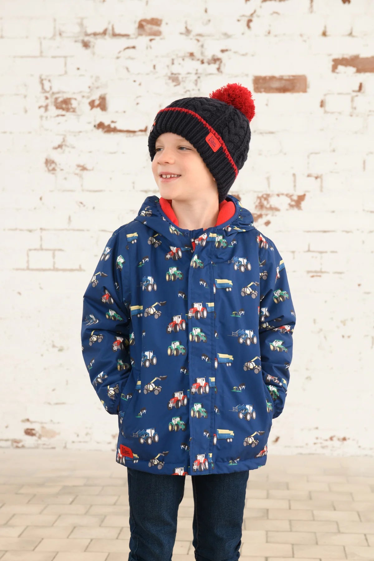 Lighthouse Finlay Coat - Navy Tractor Print