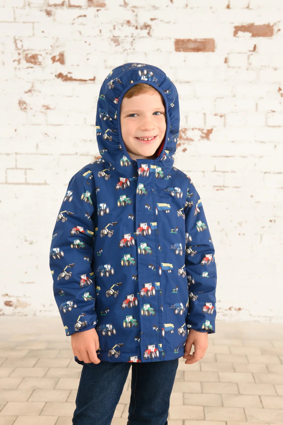 Lighthouse Finlay Coat - Navy Tractor Print