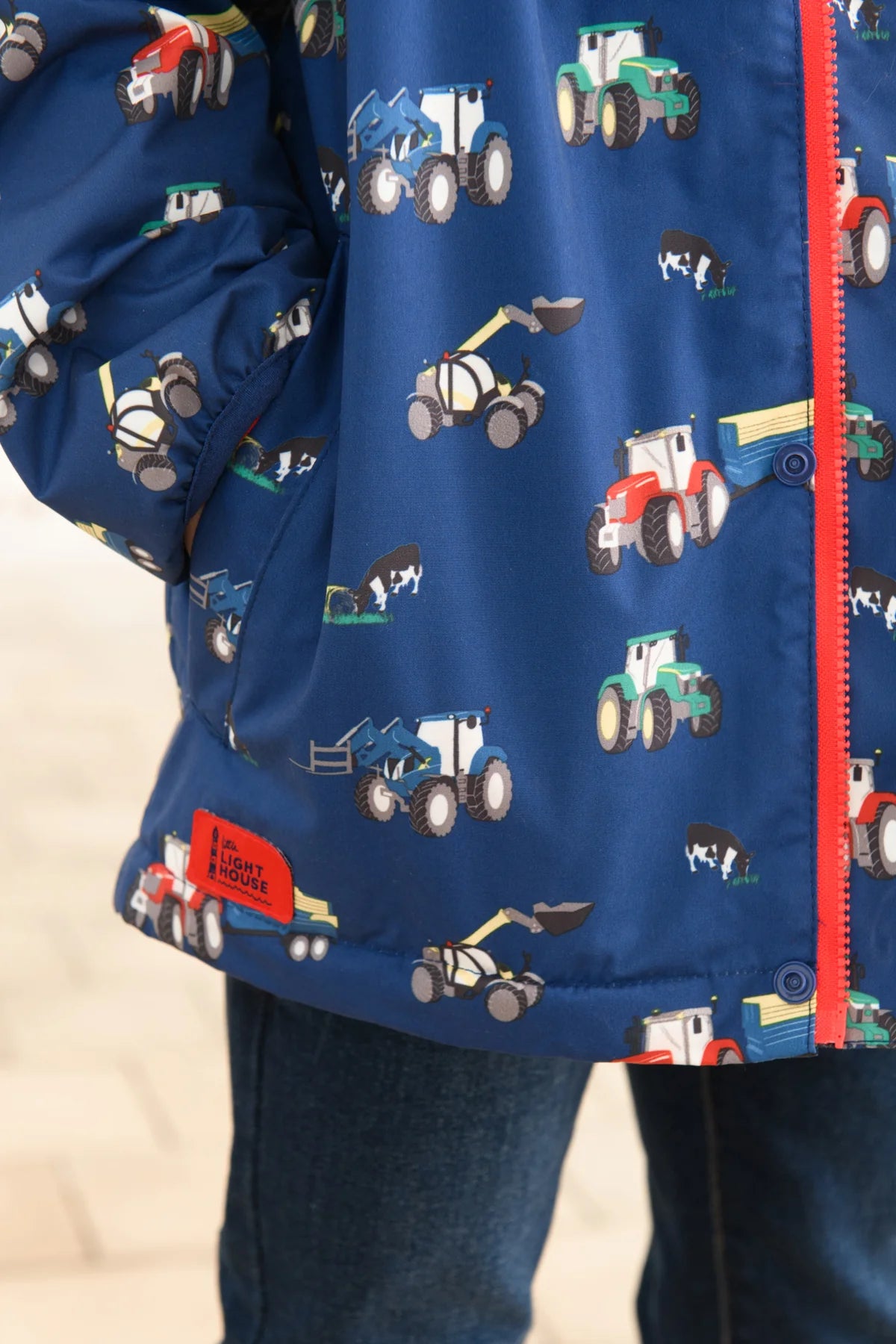 Lighthouse Finlay Coat - Navy Tractor Print