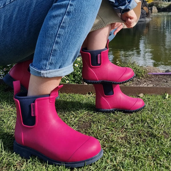 Merry People Bobbi Magenta & Navy Kids Wellington Boot