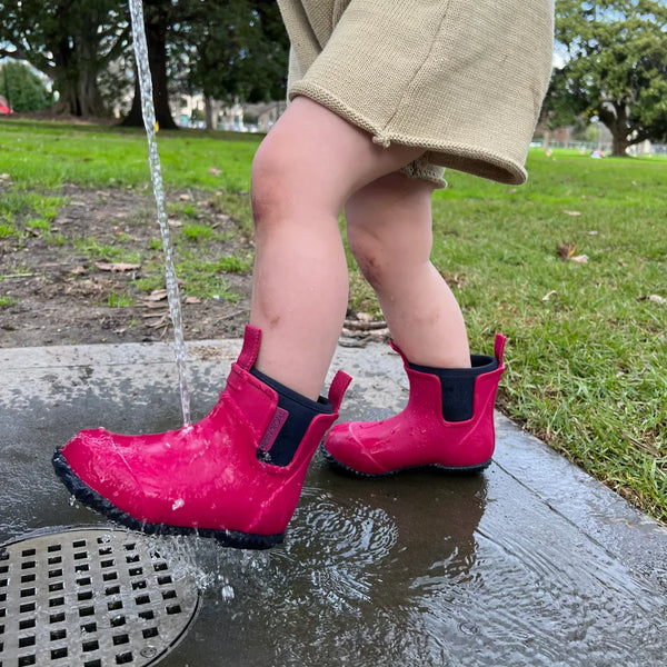 Merry People Bobbi Magenta & Navy Kids Wellington Boot