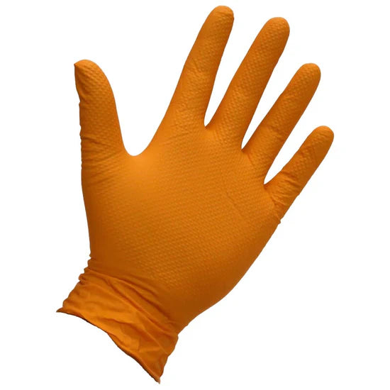 TuffGrip TG140 Disposable Raised Diamond Grip Orange Extra Strong Gloves