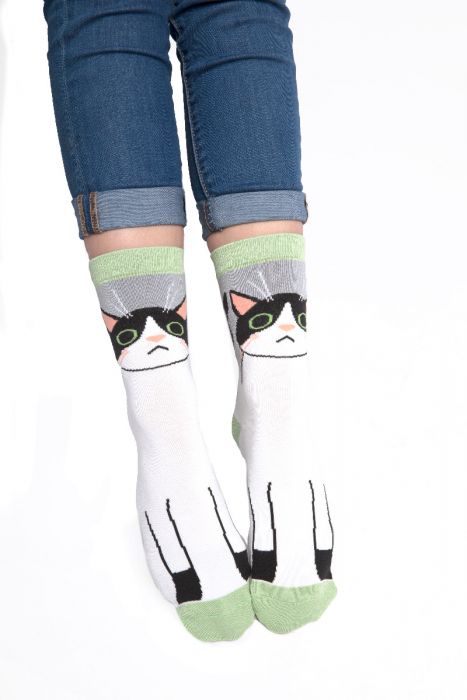 Miss Sparrow  Kitty Cat Socks Grey