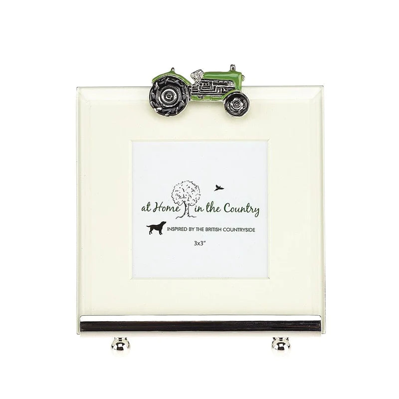 Green Vintage Tractor - Square Frame - 3"x 3" Picture Size