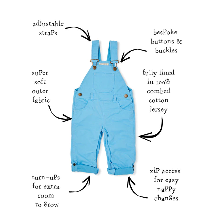 Dotty Dungarees in Sky Blue