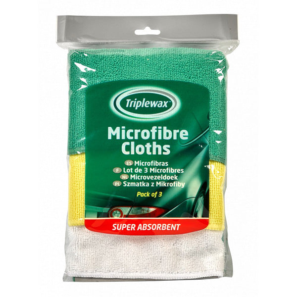 TRIPLEWAX  3 PACK OF MICROFIBRE CLOTHS SUPER ABSORBENT FROM MILLS COUNTRY STORE