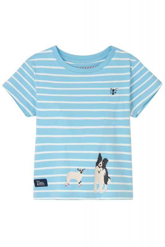 Lighthouse Girls Causeway Short Sleeve Tee Shirt  Sheep Dog / Lamb Print