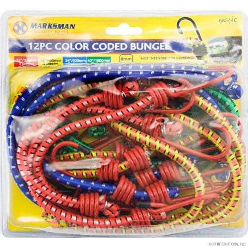 Marksman 12pc Color Coded Bungee`s @ millscountrystore.com