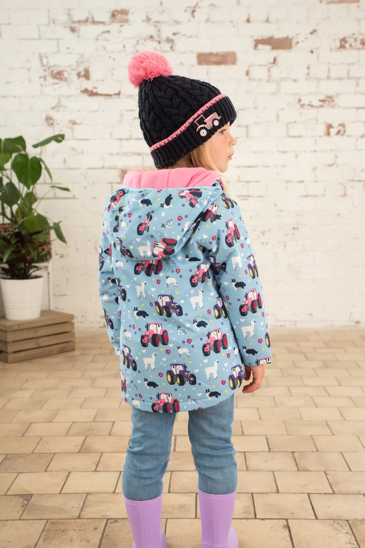 Lighthouse Girls Amelia coat - Sky Farm Print