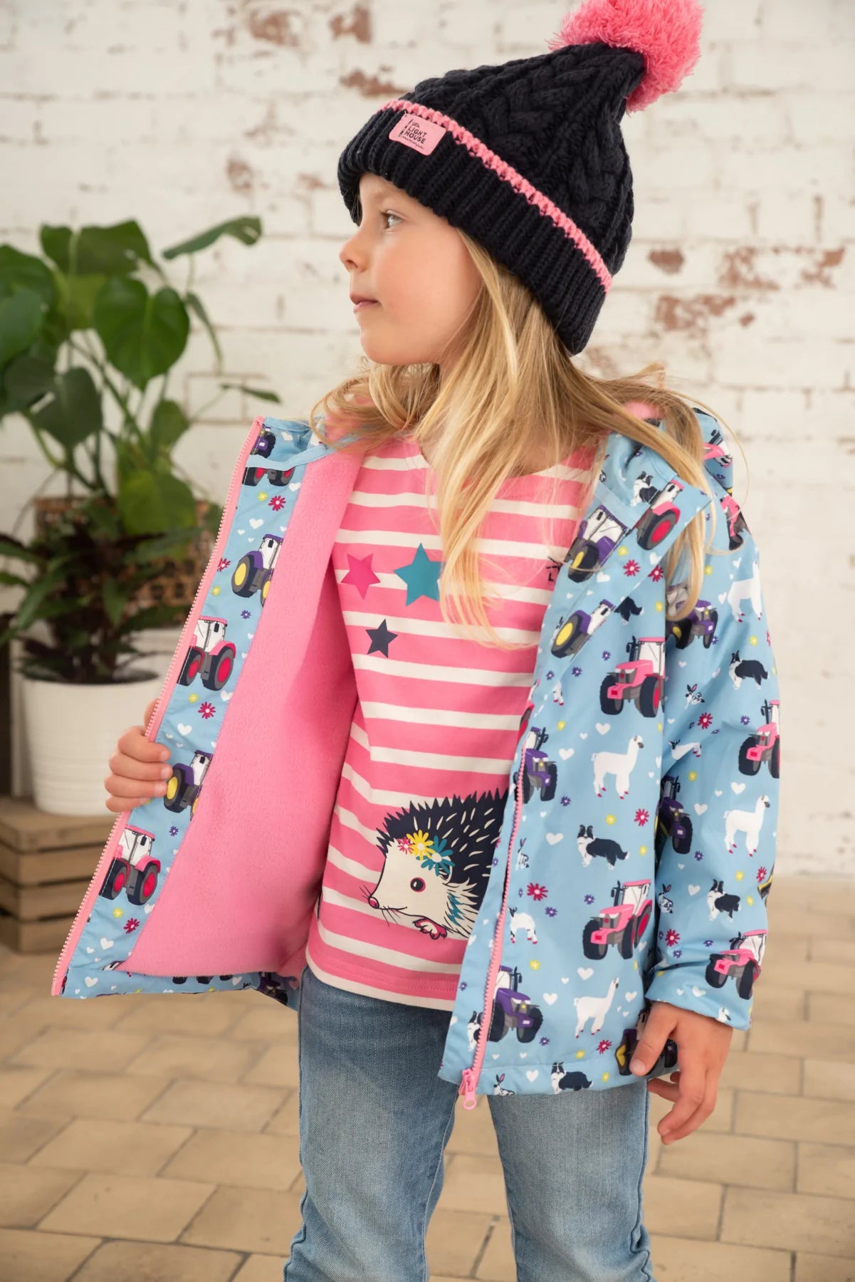 Lighthouse Girls Amelia coat - Sky Farm Print