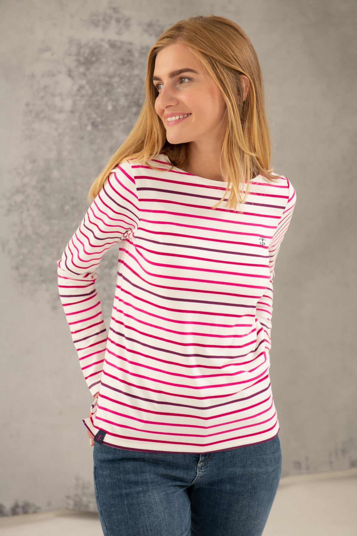 Lighthouse Causeway Long Sleeve in Red / Pink Stripe