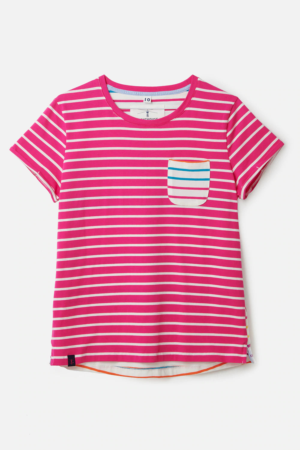 Lighthouse- Ladies Causeway T-Shirt - Pink Stripe