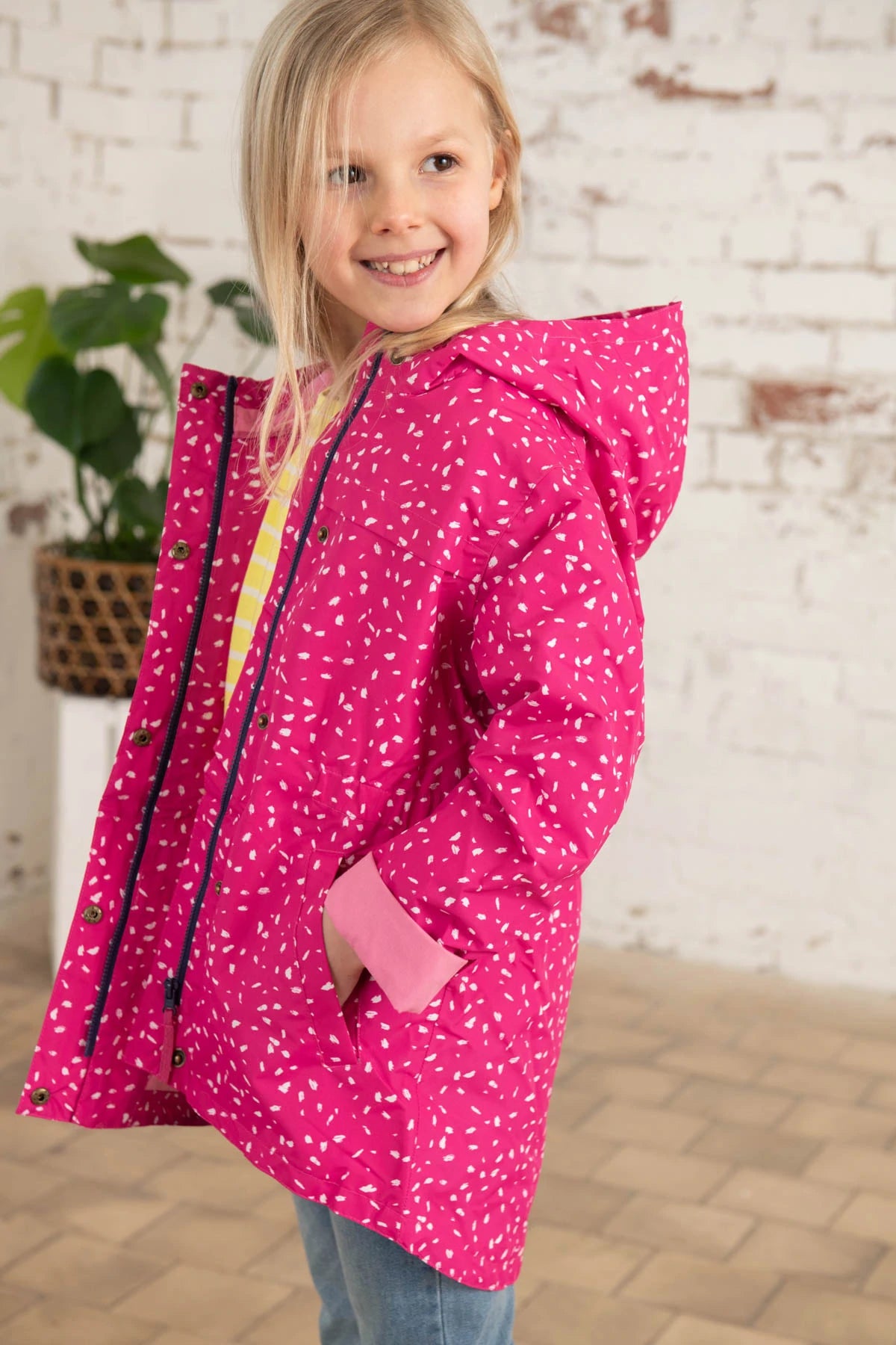 Charlotte - Girls Jacket Bright Pink Print