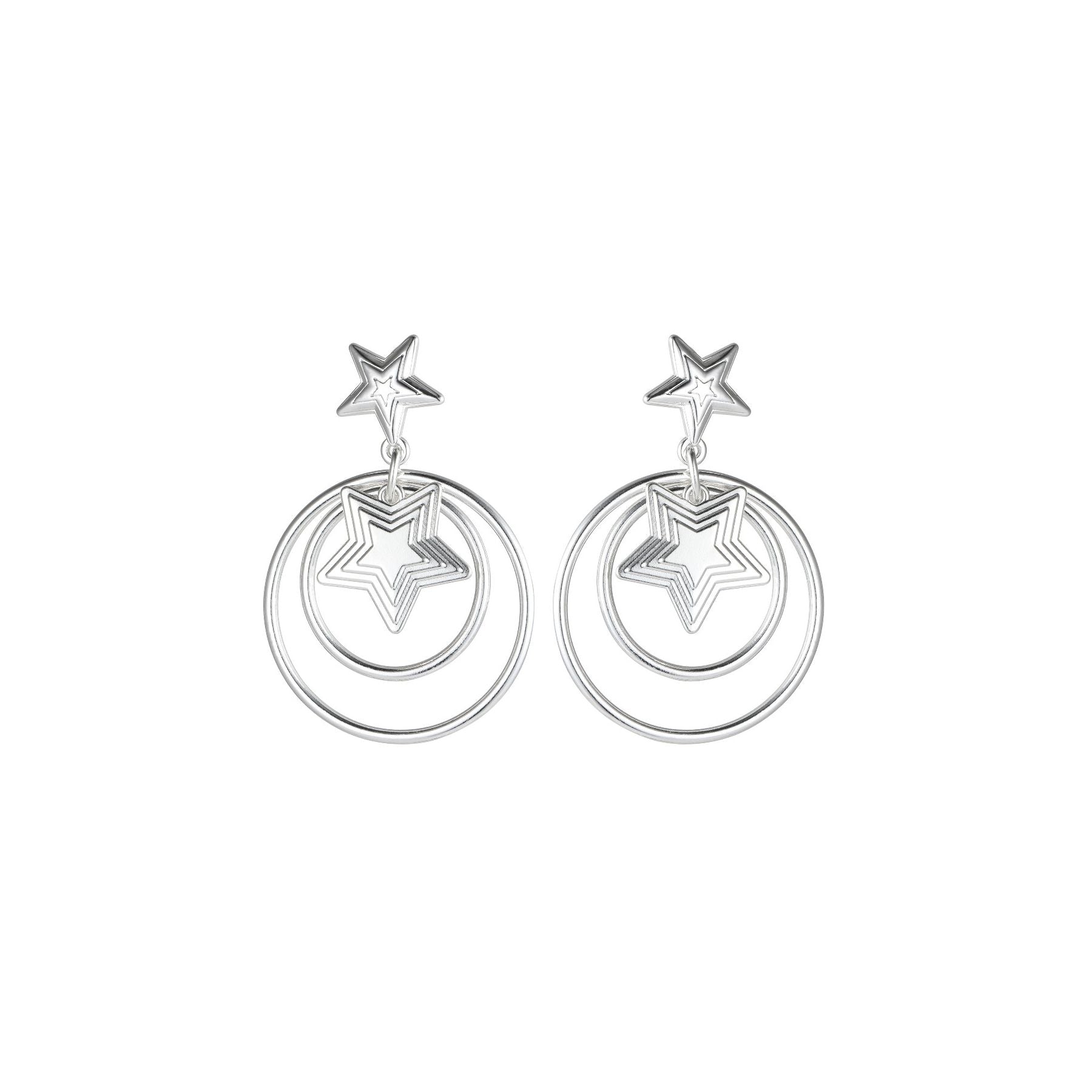 Frinkle Star - Silver Star in Circles Oversized Earrings - from Frinkle