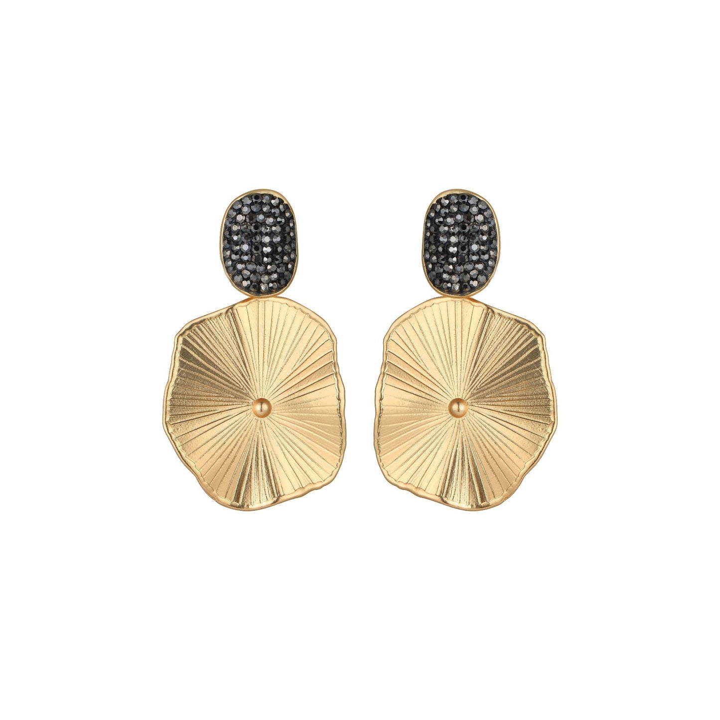 Yellow Gold and Black Lilypad Oversized Earrings - from Frinkle