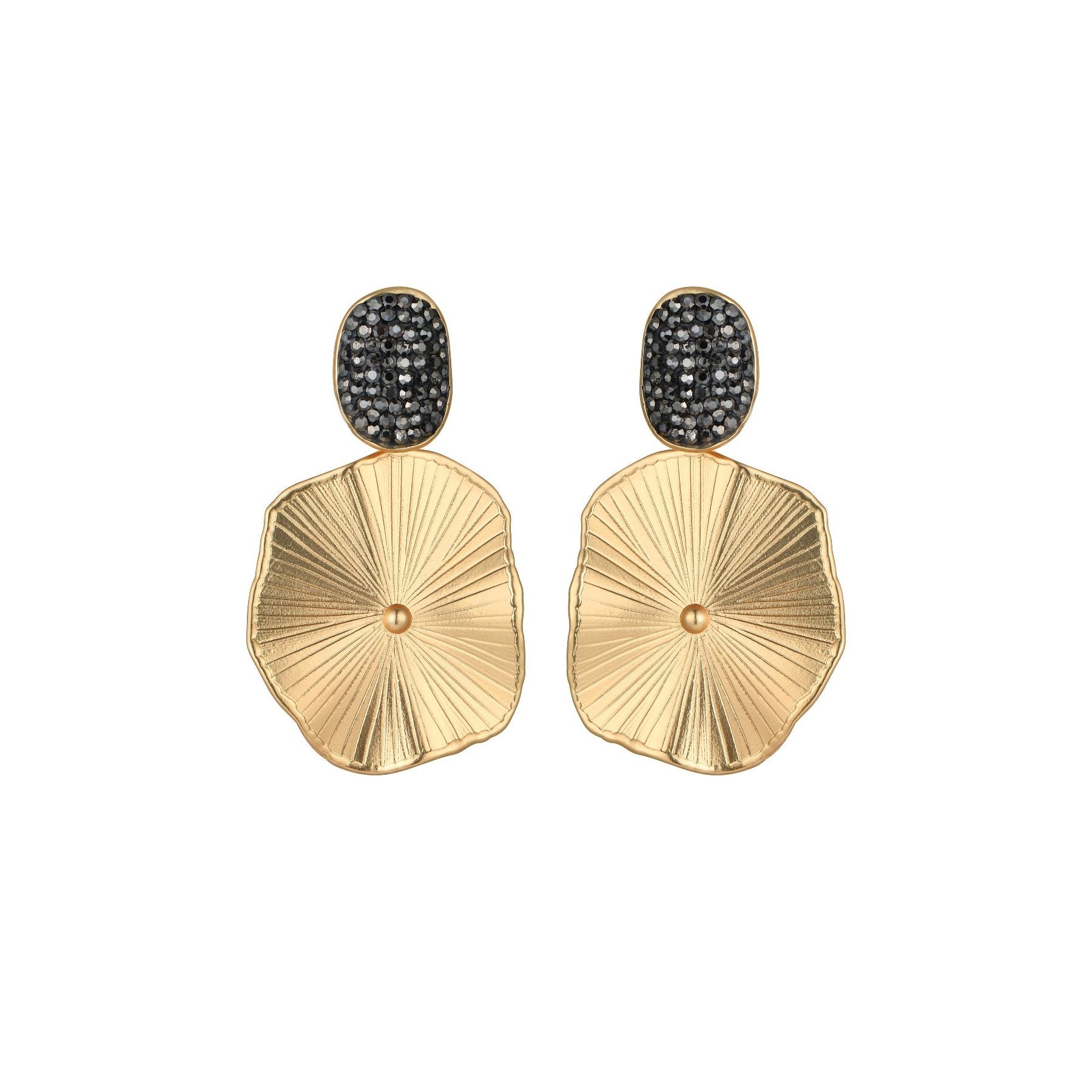 Yellow Gold and Black Lilypad Oversized Earrings - from Frinkle