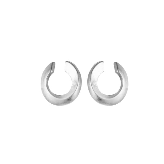 Smooch - Silver Matt Finish Horseshoe Under Over Hoop Earrings - from Frinkle