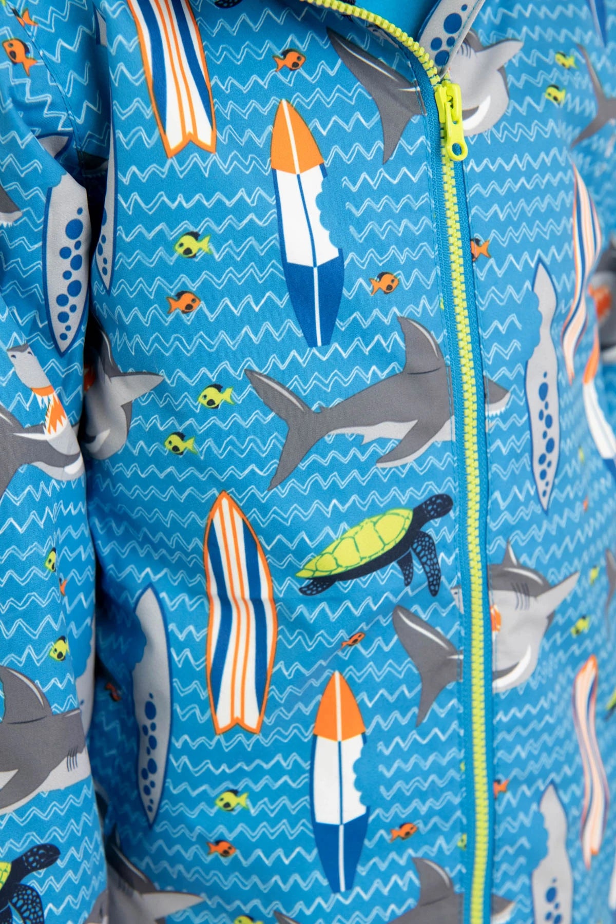 Lighthouse Boys Ethan Shark / Surf Print Waterproof Coat