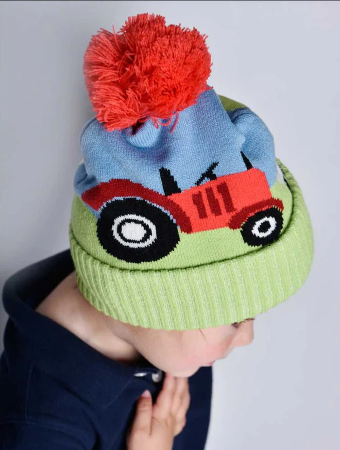 Powell Craft Tractor Knitted Bobble Hat   2 - 5 Years