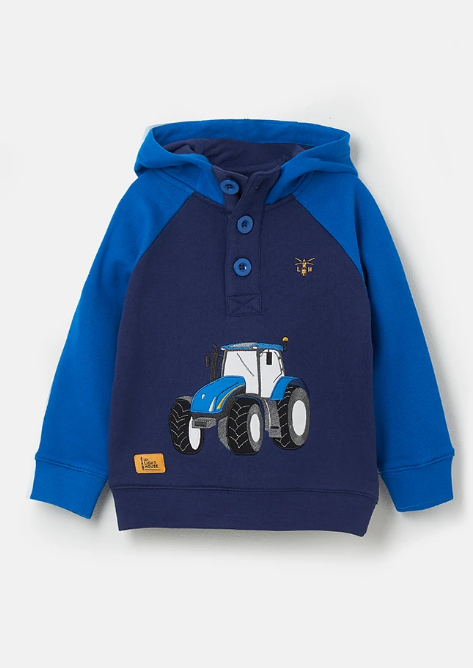Lighthouse Jack Hoodie with Tractor Applique  - Royal & Navy Blue