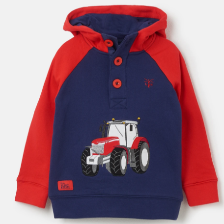 Lighthouse Jack Hoodie / Sweatshirt with Tractor Applique  - Red & Navy