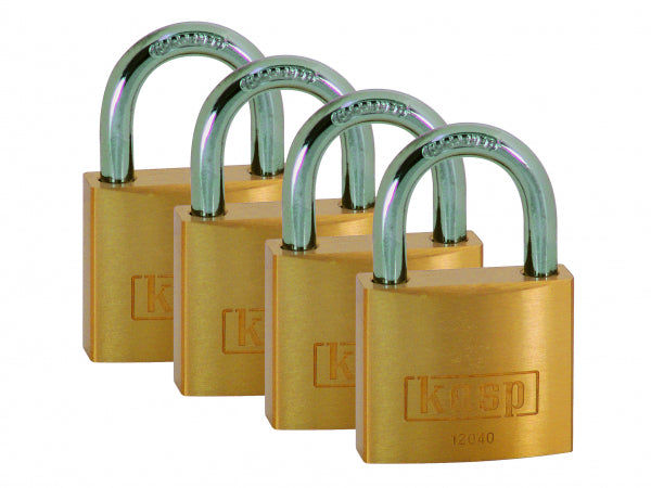 KASP SECURITY - PREMIUM BRASS PADLOCKS - QUAD PACK - K12040D4